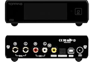 KGUSS Topping E50 Mini Hi-Fi DAC ES9068AS DSD512 PCM768kHz USB DAC USB/Coax/Opt Entrées RCA/TRS Sorties MQA Décodeur pour Home Cinéma Noir