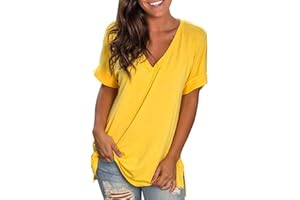 FULIDNGZG Top Sportivo Donna Fitness Magliette Belle con Pizzo T-Shirt Skims Sportive Top Sportivo Taglia Grande Cotone Camicia Bianca Divertenti Basic Larga Collo A V Tshirt T Shirt Particolari