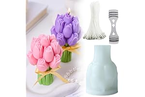 JDH SILICONE Molde de tulipán - Ramos moldes 3D para velas de tulipán en forma de flor de tulipán, moldes de jabón hechos a mano para hacer velas, manualidades de resina, decoración de pasteles de fondant