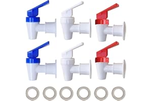 QBOYI Replacement Cooler Faucet - 2 White and 2 Red and 2 Blue Water Dispenser Tap Set - Internal Thread Plastic Spigot.…