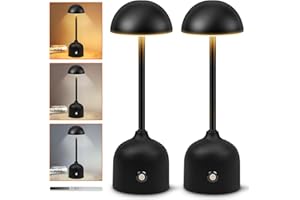 Sentasi Lampada da Tavolo Senza Fili，4500mAh Ricaricabile LED Lampade Dimmerabile,250LM 3000K,4000K,5000K Dimmer touch, Lampada da Tavolo Design Eleganti Vintage Nero opaco per Sala da Pranzo,pub