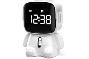 YISSVIC Kids Alarm Clock Digital Bedside Clock with Snooze, Countdown Timer, 2 Independent Alarms, Rechargeable, Suitable for Bedroom and Office