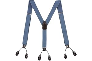 KLONKEE Men's Split Button Braces Y Shape Trimmed Button End Tuxedo Adjustable Straps Elastic Suspenders - 3.5 cm wide