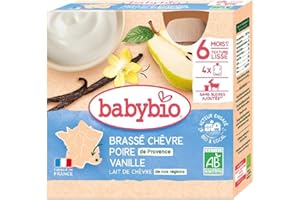 Babybio brassé chèvre poire vanille dès 6 mois 4 gourdes x 85g