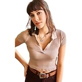 m marlo Kadın Polo Yaka Fitilli Yumuşak Dokulu Crop Bluz