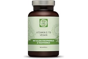 ‎KALA HEALTH Kala Health Vitamin E-8 180 Vegan Kapseln - Enthält alle 8 bekannten Formen Vitamin E, darunter 4 Tocotrienole (40mg) und 4 Tocopherole von ausgezeichneter Qualität, und aus natürlichen Quellen