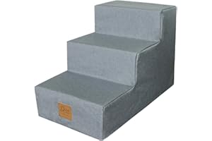 LION BRAND YARN Heresell - Scaletta per cani e gatti, con rivestimento in pelle scamosciata rimovibile, 3 gradini, per cani, gatti, animali domestici, scale in spugna per divano o letto 40 x 60 x 40 cm