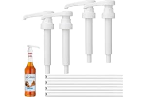 BINXIAOQIN Lot de 2 Pompes doseuses de 1 l de sirop, Pompe doseuse pour Boisson, Distributeur de sirop réutilisable, pour Bouteille en Verre Monin de la Pompe de Rechange, Compatible (Blanc 700 ML 4 Pièces)