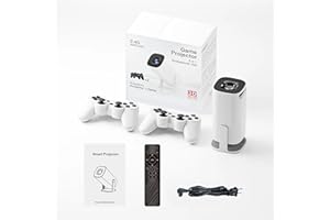 XIXIMENG Projecteur et Jeux p30 Max avec 2 contrôleurs sans Fil, projecteur de Jeu Intelligent avec Applications intégrées et 35 000 Jeux, Mini projecteur Portable avec WiFi et Bluetooth, vidéo 4K HD, Maison