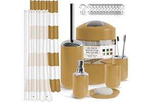 Clara Clark Bathroom Set - Navy Bathroom Accessories Set, 20PC Bathroom Accessory Set, Shower Curtain Set with Liner, Toothbrush Holder, Soap Dispenser, Soap Dish, Toilet Brush Holder, and Trash Can