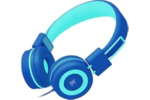 Yomuse Cuffie per Bambini, C89 Cuffie con Filo, Pieghevoli, Cavo Aux da 3.5 mm, Cuffie On-Ear per Smartphone/PC/Tablet/TV/MP3/4 (Blu Cielo)