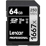 Lexar Professional 1667x Scheda SD 64 GB, Scheda di memoria SDXC UHS-II, Fino a 250 MB/s di lettura, Class 10, U3, V60, SD pe