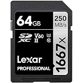 Lexar Professional 1667x Scheda SD 64 GB, Scheda di memoria SDXC UHS-II, Fino a 250 MB/s di lettura, Class 10, U3, V60, SD pe