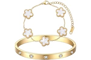 XFSRG Bracelet femme acier inoxydable élégant avec fleurs délicates et cristaux scintillants Bijoux femme tendance pour toutes occasions
