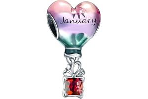 MUERDOU Happy Birthday Hot Air Balloon Charm for Pandora Charms Bracelet Sterling Silver Birthstone Charms Gifts for Women