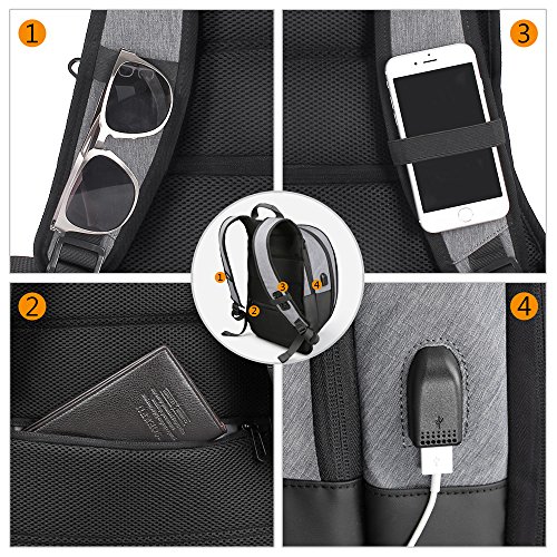 JSVER 15,6 Zoll Laptop Rucksack mit USB Port Anti Diebstahl Schulrucksack für MacBook Pro 15 oder andere Laptop/Notebook bis 15,6 Zoll, Spritzwasserfest - 5