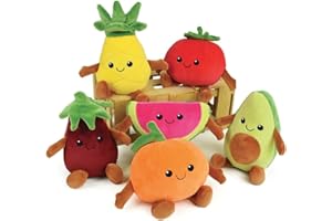 Jemini FRUITY'S 024144-Cazuela (6 Frutas y Verduras de Peluche +/-17 cm, Suave y esponjosa para niños), Multicolor (CIJEP 024144)