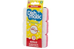 6x White Non-Scratch Dishmatic Refill Sponges from Caraselle
