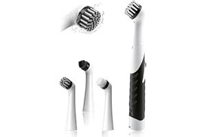 JICICUXI Elektrische Reinigungsbürste, 4 Bürsten & 1 Griff, batteriebetrieben (4x AA), Einfache Handhabung, Putzbürste Elektrisch für Fliesen, Badezimmer & Küche, Boden, Ecken und Spalten