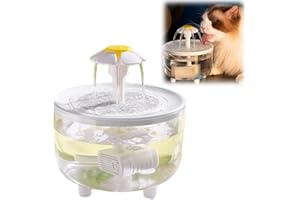 DETULL Cat Water Fountain for Drinking, 1L Automatic Electric Flower Style Dispenser, Electronic Pet Drinking Bowl for Kitten Puppy, USB Operated Cat Water Fountain (1PC)