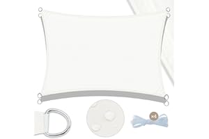 AMAZON BRAND - UMI UMI Vela Ombreggiante Impermeabile 4x5m Rettangolare Tenda a Vela Protezione Raggi UV 98% Tenda Parasole per Esterno Giardino Terrazzo - Crema