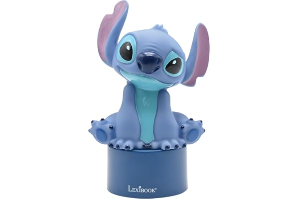 Lexibook, Disney Stitch, Veilleuse avec Haut-Parleur, Changement de Couleur, Lumière Douce, Fonctionne sur Piles, Bleu, NS01D