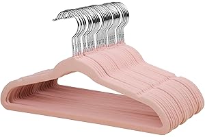 MangoKit Children's Velvet Non-Slip Hangers |32 Pack Space Saving Felt Hangers for Kids and Teenager Clothing and Coats - Pink