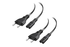 Cable Matters, Paquete de 2 Cables de alimentación de 2 Polos, 1 m, Enchufe Europeo Tipo C (CEE 7/16) a Cable C7, Cable de alimentación Europeo de Repuesto para televisores, PS5, PS4, Xbox, Negro