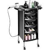 GREENSAPPIRE Salon Hairdressing Trolley with 4 Drawers – Rolling Beauty Storage Cart with Side Tray & Hair Dryer Holder, Mobi
