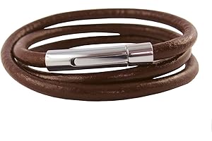 König Design Lederkette Lederhalsband Lederarmband Glatt 4 mm - 6 mm Herren Halskette Braun 17-100 cm lang mit Hebeldruck Verschluss Silber Rund