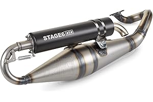 Système d'échappement Pro Replica MK2 de Stage6 en noir pour Minarelli horizontal/Chine 2 temps