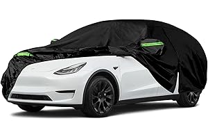 RASHION Autoabdeckung Wasserdicht Passend für Tesla Model Y 2020-2024, Atmungsaktiv Vollgarage Autoplane für Regen Sonne Staub Schutz Auto Abdeckplane Abdeckung