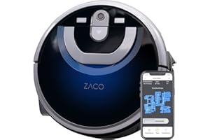 ZACO W450 Robot laveur de sols connecté avec App, Alexa et télécommande, jusqu'à 80min, 2 reservoirs d’eau, Robot nettoyeur, lavage et balayage, idéal pour poils d’animaux, sols durs, parquet