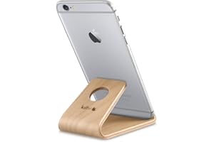 kalibri Soporte de Madera para móvil - Soporte Universal para Tablet y Smartphone - Stand Holder Compatible con iPhone Samsung Galaxy - marrón Claro