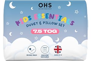 OHS 7.5 Tog Single Duvet and Pillow Set, Anti Allergy Soft Touch Microfibre Lightweight Summer Duvets Anti Bacterial Hollowfibre Machine Washable Kids Single Quilt with Pillow, White