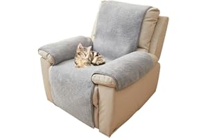 NUODWELL Thick Lamb Faux Recliner Chair Cover, Non-Slip Washable Chair Cover for Recliner Armchairs, 1 Seat Super Soft Furniture Protector Cover for Kids and Pets (Light grey, 76 * 231cm)
