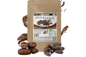 ‎EDELMOND Edelmond Bio Dattel in 100% Schokolade. Rohkost Trockenfrucht in herber Kakaobohne. Vegan, nur 2 Zutaten (175g)