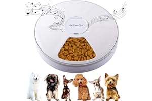 AUPERTO Automatic Pet Feeder with Programmable Timer - 6 Meals Voice Reminder Dog & Cat Feeder Food Dispenser, 24 Hours Setable for Cats, Dogs, Rabbits and Other Pets