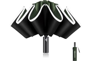 XIXVON Paraguas Pro | UPF 50+ 99% De ProteccióN UV, Banda De Seguridad Reflectante, Resistente Al Viento, PortáTil, AutomáTico | Paraguas Plegable Inverso