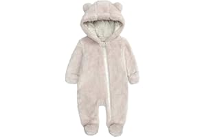 KIDDLETOWN Combinaison Polaire Barboteuse, Combinaison Bébé avec Capuche Chaud pour Hiver, Combinaisons de Neige d'hiver pour Bébé Rompers, Jumpsuit Déguisement Enfant Nouveau-né 0-12 Mois