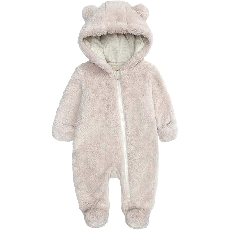 WYTbaby Baby Overall Winter - Fleece Strampler Mit Kapuze 0-12 Monate