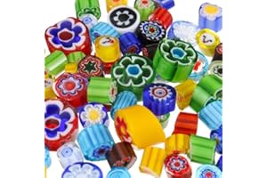 MUCOFEI Vidrio millefiori frita de 125 g para fundir vidrio, azulejos de mosaico de vidrio Millefiori para manualidades, cuentas de vidrio Millefiori sin agujeros para adornos de Navidad, decoración