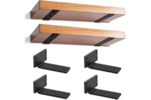 YFCVIP 4 Piezas Soporte Estanteria Pared, Soporte Balda Flotante, Soportes de Estante Industriales Resistentes, Capacidad de Carga 70 Kg (Negro, 12,5cm)