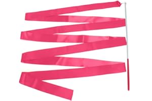 TRIMMING SHOP Gymnastic Ribbon for Children Kids Dancing Streamers Dancer Wand Rhythmic Baton Twirling Wands on Sticks for Kids Artistic Dancing Training Party Favors with Ribbon Dancer Wand, 4 Meters, Pink