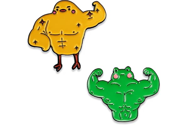 COYUN 2 Pcs Pins For Bags, Drôle Épinglette En Métal, Broches Épingles Personnalisée,Mignon Épingles En Émail Broches Revers Badge,Pour Sacs De Vêtements, Broche grenouille/poussin musclé original