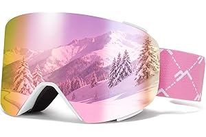 VCOROS Occhiali da Sci con Magnetico Lenti Intercambiabili,YH693C Maschera da Sci OTG per Unisex Anti-UV400 Anti Nebbia Antipolvere Antivento Occhiali da Neve per Ski