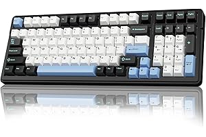 AULA F99 Mechanical Gaming Keyboard,BT5.0/2.4GHz/USB-C Hot Swappable Custom Keyboards with Five-Layer Padding,Pre-lubed Switches,8000mAh Battery,RGB Wireless Keyboard for PC/Tablet,Black&Blue