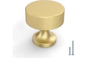 Amerdeco 10 Pack Gold Knurled Cabinet Knobs Kitchen Cabinet Handles for Drawer Dresser, Cupboard and Wardrobe AM012