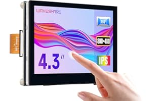 Waveshare 4.3inch QLED Touchscreen, DSI Display, 800 x 480 Pixels, 5-Point Capacitive Touch, 160° Viewing Angle, Low Power Consumption, Integrated Structure, Tempered Glass Panel for Raspberry Pi