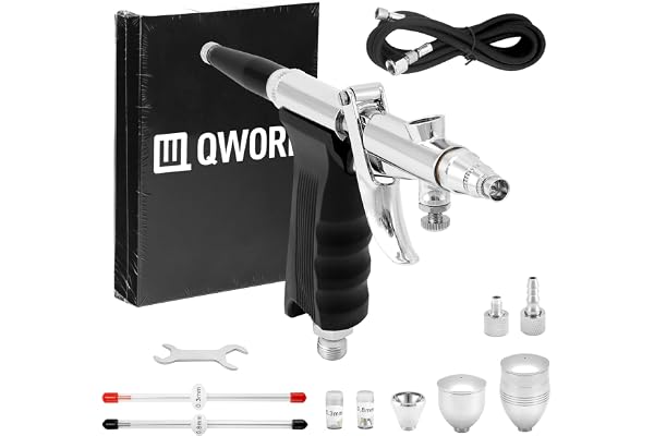 QWORK® Multifunktionell airbrush kit delad design luftborste färgset 0,3 mm 0,5 mm 0,8 mm munstycken 2 cc 5 cc 13 cc färgkopp